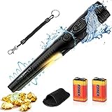 POVO Detectores de Metales Pinpointer IP68 Impermeable 5-10 Metros Bajo el Agua con 2 Pilas Naranja Portátil Herramientas para Buscar Oro Plata Monedas para Junior Niño Adultos (Negro)